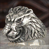 Chevalière homme tête de lion spectaculaire sculptée en détail