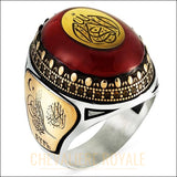 Chevalière homme tugra ottoman agate rouge