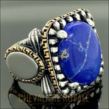 Chevalière Lapis-lazuli serti dans l'extrémité supérieure