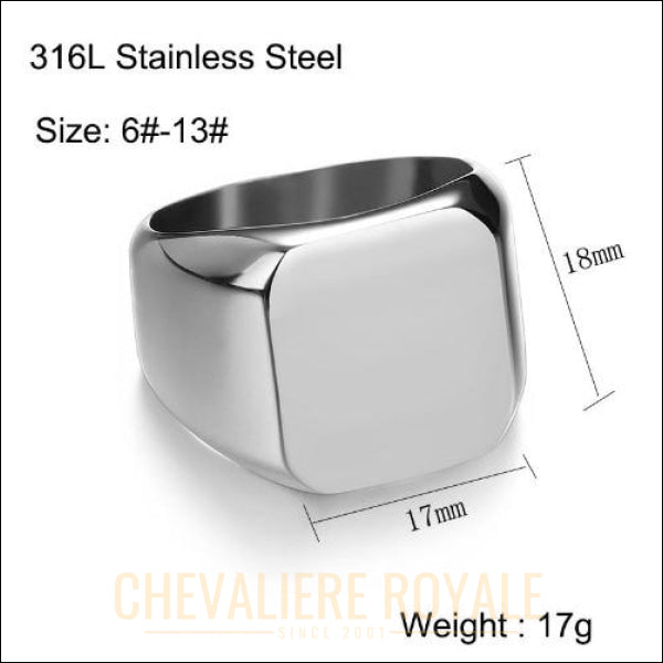 Bague Chevalière personnalisable en acier inoxydable (image-logo-texte) 17 gr
