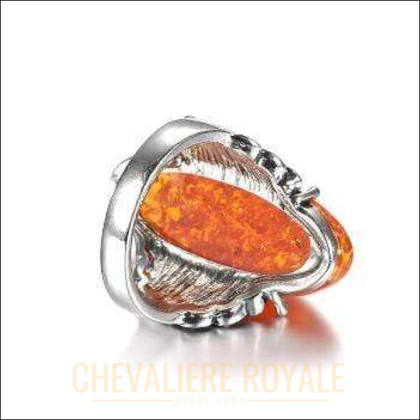 Chevaliere Royale : bague pour femme en alliage aspect allongé et ronde  orange