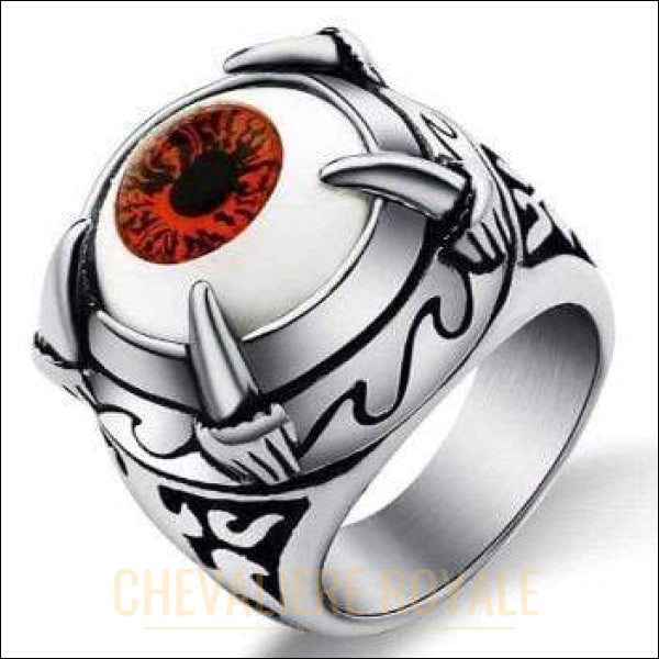 Chevaliere Royale - bague pour homme en acier en forme d'œil de dragon  orange