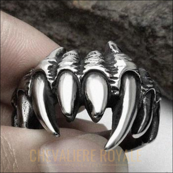 Chevalière pour homme en acier les dents du dragon - Chevalière Royale 