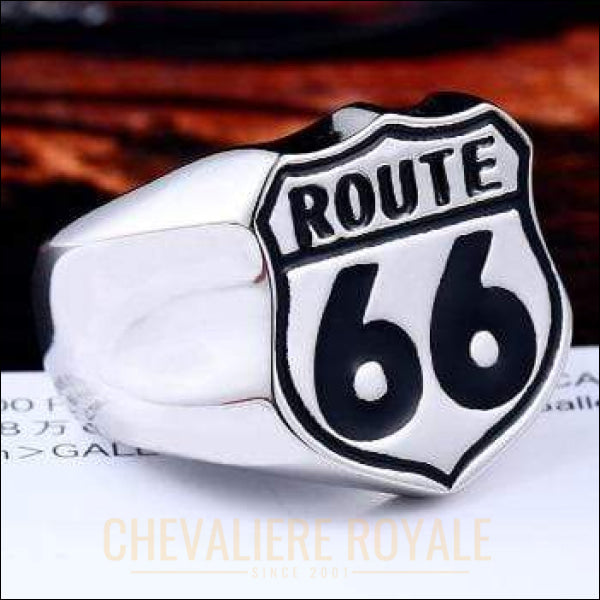 Chevaliere Royale  bague pour hommes en acier route de la Liberté : Route 66