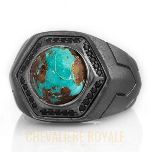 Bague Chevalière sertie de pierre turquoise offre exclusivité et style