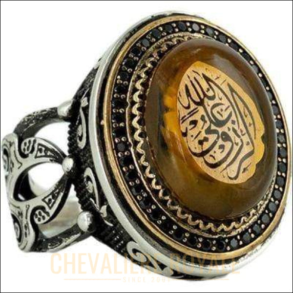 Chevalière royale spirituelle hommes islamique en argent style ottoman