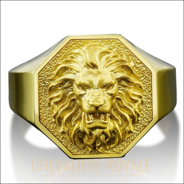 chevaliere en or tete de lion 18 carats artisanale 
