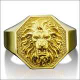 Chevalière tête de lion en or massif 10K-14K détaillée en 3D