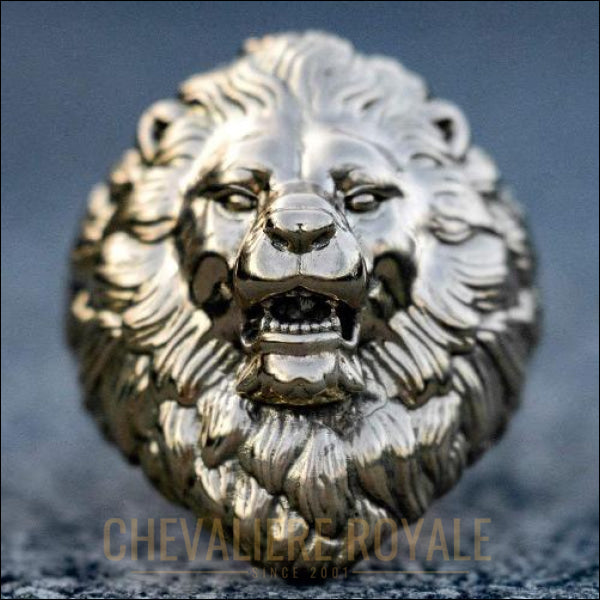 Chevalière tête de lion en or massif 14-18 carats le symbole du pouvoir