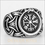 Chevalière viking mythologie symbole nœud celtique acier inox