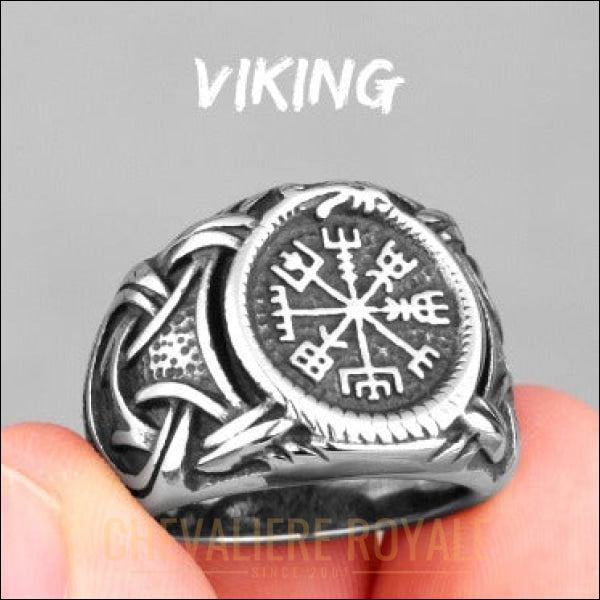 Chevalière gitan viking mythologie symbole nœud celtique acier inoxydable