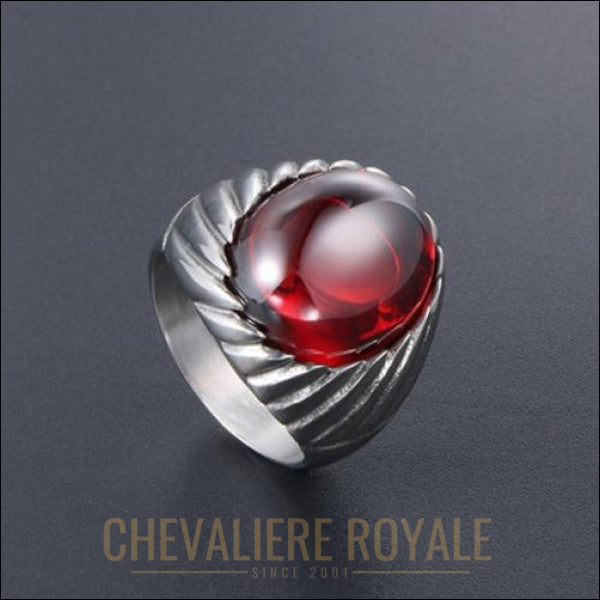 Chevalier royale vintage pour homme en titane antique pierre onyx  couleur rouge
