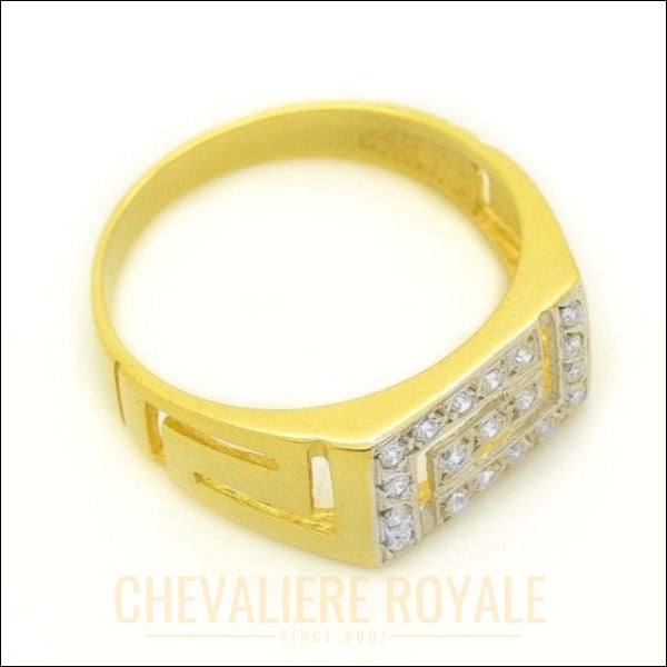 Chevalière en Or jaune et blanc 14K : L'Art Grec Antique Revit-Chevaliere Royale - 4411