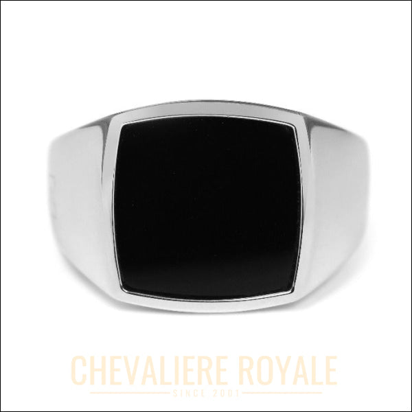 Chevalière Homme Argent Massif Onyx Noir - Élégance Ténébreuse-chevaliere royale - 5254