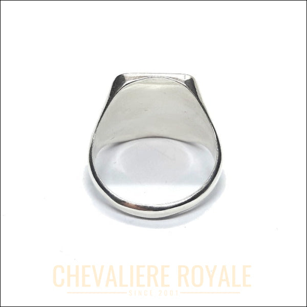Style Carré Raffiné : Chevalière Classique en Argent-Chvealiere Royale-56