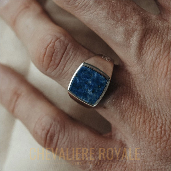 Chevalière Homme Argent Massif avec Lapis Bleu - Sagesse - Chevaliere Royale - 854