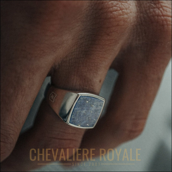 Chevalière Homme Argent Massif avec Lapis Bleu - Sagesse - Chevaliere Royale - 2023