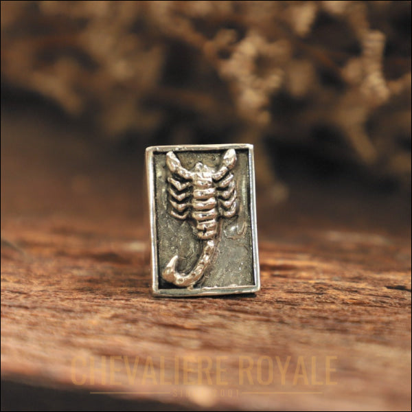 Chevalière signe du zodiaque  carrée scorpion gothique-Chevaliere Royale - 24