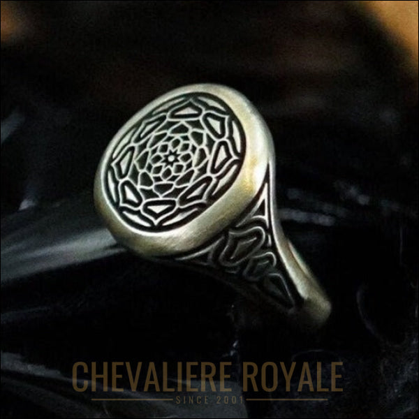 Bague Chevalière en Argent Massif : Élégance Géométrique-Chevaleire Royale - 54