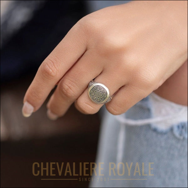 Bague Chevalière en Argent Massif : Élégance Géométrique-Chevaleire Royale - 879