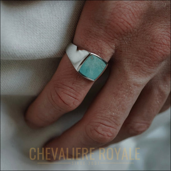 Chevalière Argent Massif avec Turquoise - Sagesse et Caractère Réunis - Chevaliere Royale - 2023