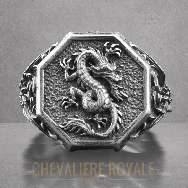 Chevalière Dragon Chinoise en Argent Massif Homme-Chevaliere HOMME- 7