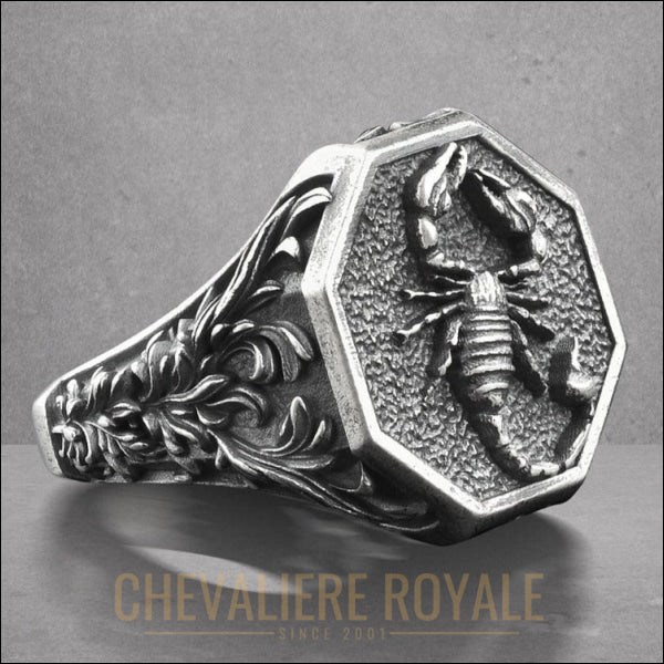 Chevalière Scorpion en argent : Un bijou d'exception - chevaliere royale - 