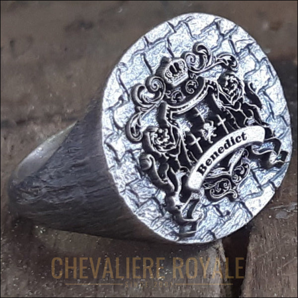 Chevalière d'armoirie en argent massif : Symbole de distinction -Chevaliere Royale - 58