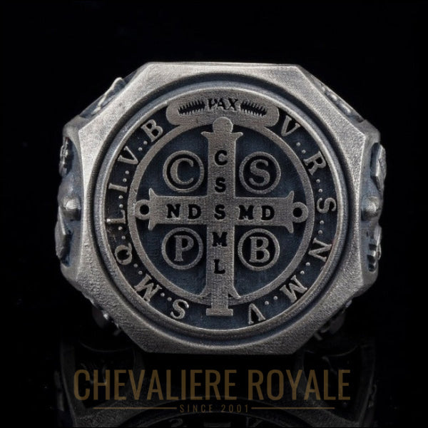 Chevalière Saint Benoît - Symbol de dévotion pour hommes -Chevaliere Royale - 52