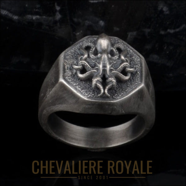 Chevalière Pieuvre en Argent Massif - Symbole de Mystère et d'Élégance-Cheevaliere Royale - 57