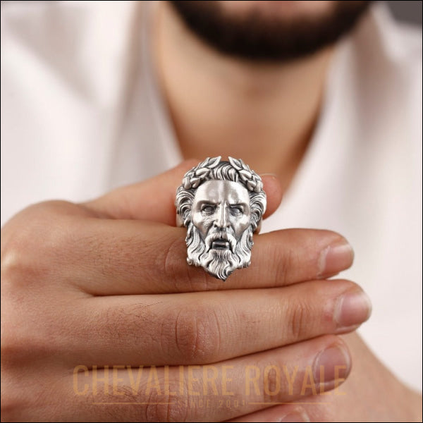 Chevalière Zeus en argent artisanal | le Père des dieux-Chevaliere Royale - 64